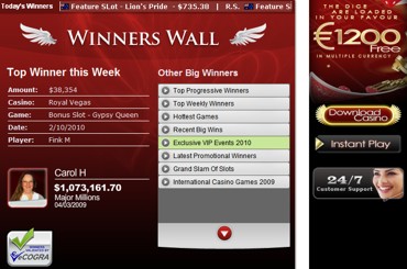 Royal Vegas Casino Winners Wall